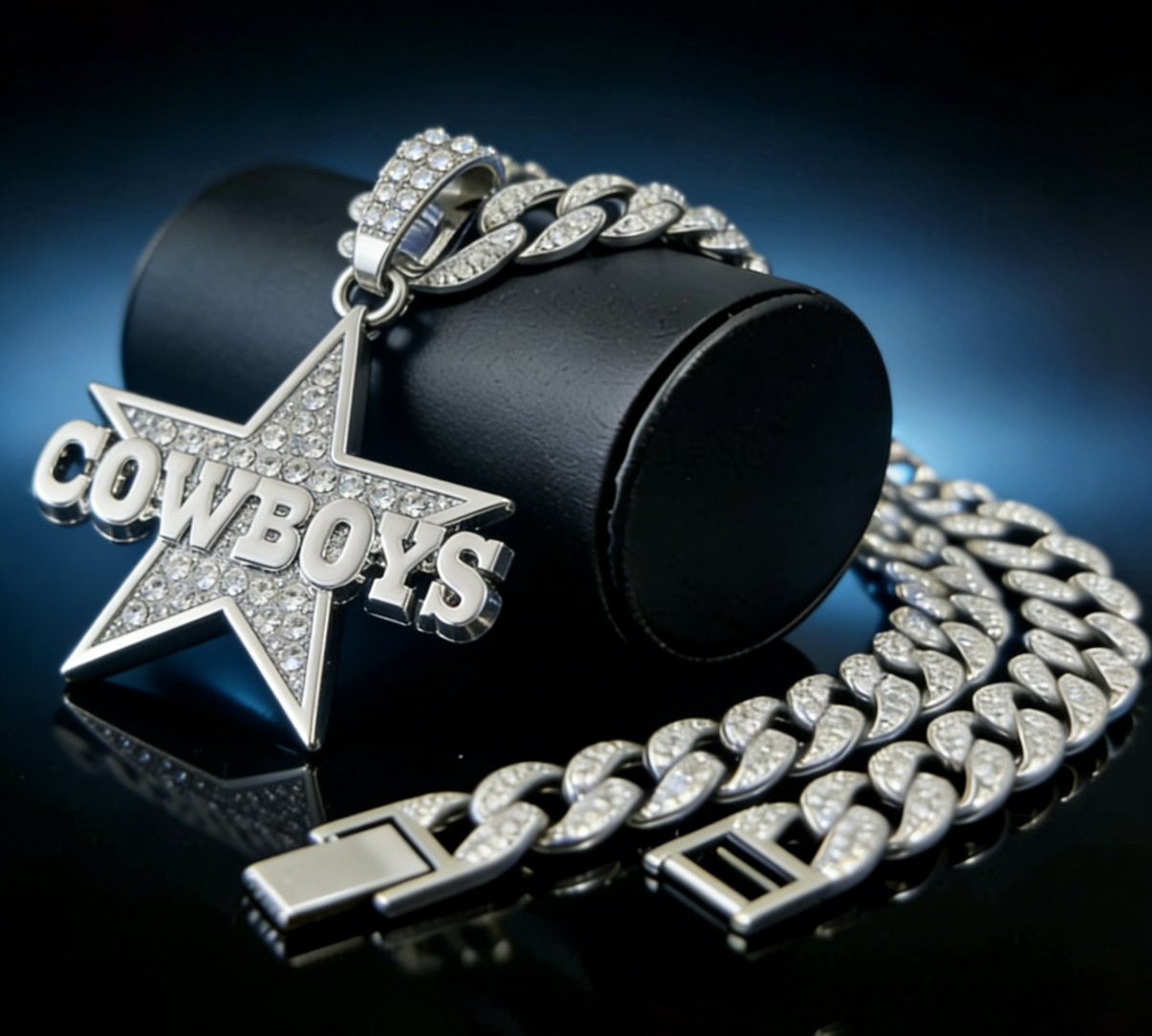 Lujo ligero de diamante completo colgante COWBOYS cadena cubana personalidad de moda cool pareja colgante hip hop personalizado