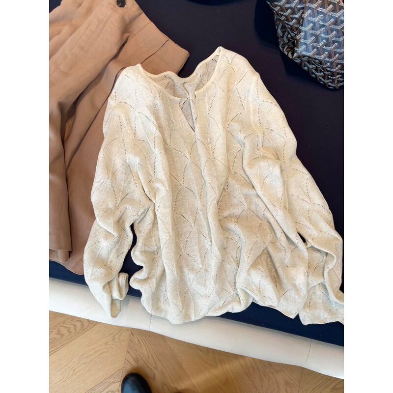Wool-linen summer hollow-out knit sweater for women, gentle, slimming, brightening, loose-fitting, and suitable for air-conditioned rooms Wool-linen summer hollow-out knit sweater for women, gentle, slimming, brightening, loose-fitting, and suitable for air-conditioned rooms