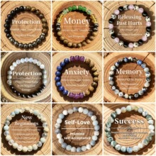 跨境热卖简约款天然石手链女九件套8mm地图石闪光石波西米亚手串