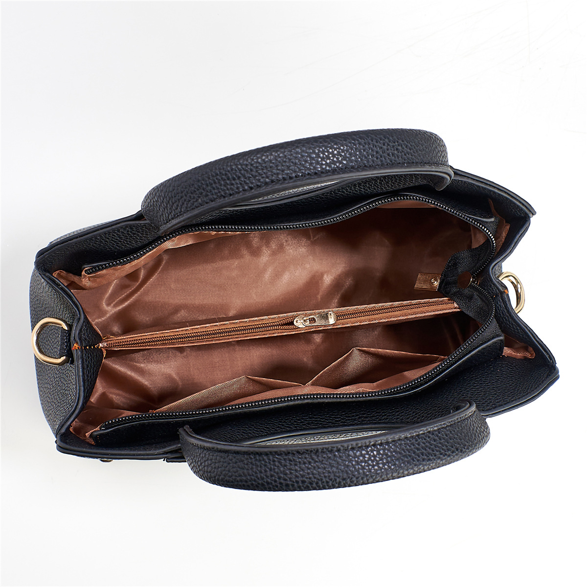 Square Shape Women's Pu Leather Solid Color Classic Style Square Zipper Bag Sets