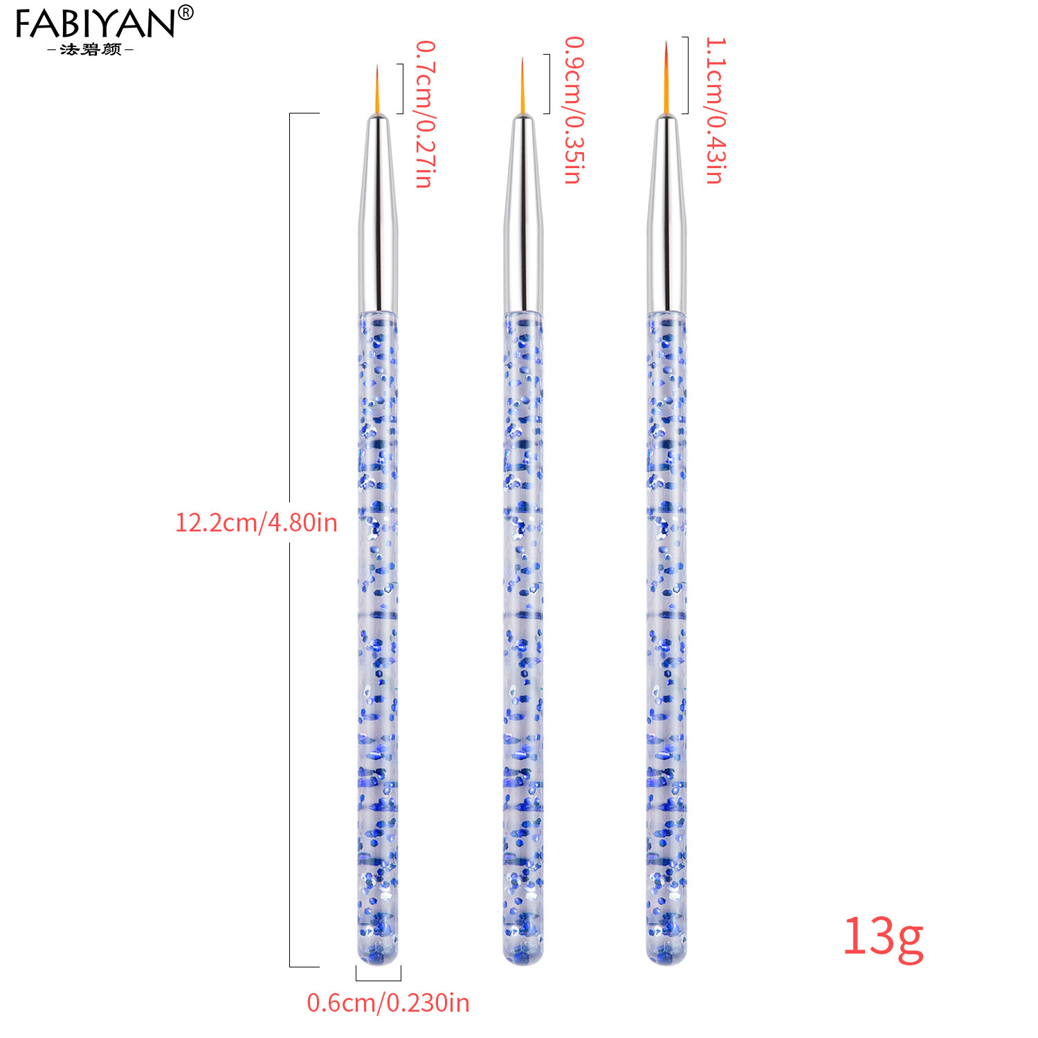 Fabiyan pluma de dibujo 3 piezas traje cepillo de uñas acrílico Cristal Tallado fototerapia gancho línea pluma dibujo pluma