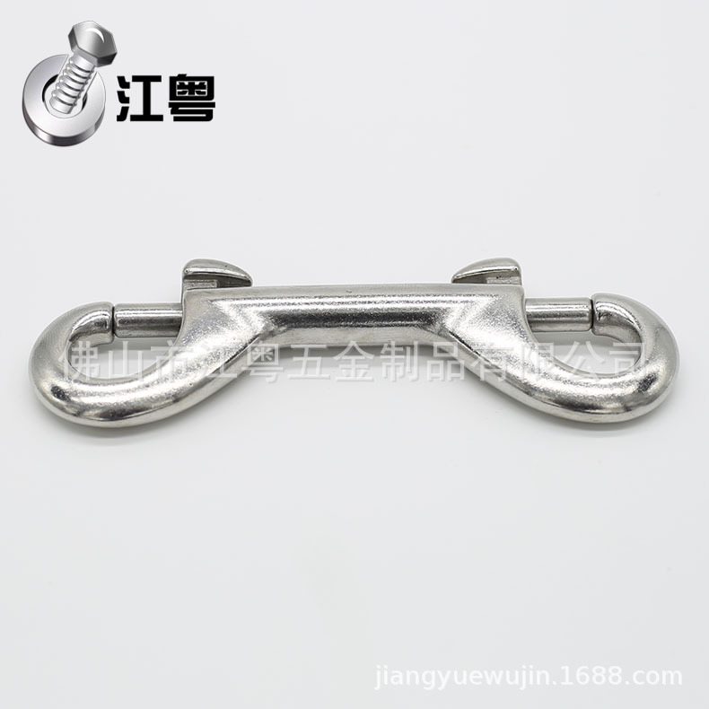304/316不锈钢双头弹簧钩象拔线轮挂扣两端潜水挂钩单头锁匙扣