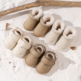 Girls' Little Chanel Style Cotton Shoes 2025 Winter New Fashion Boys' Loafers Girls' Rabbit Ear Warm Snow Boots
