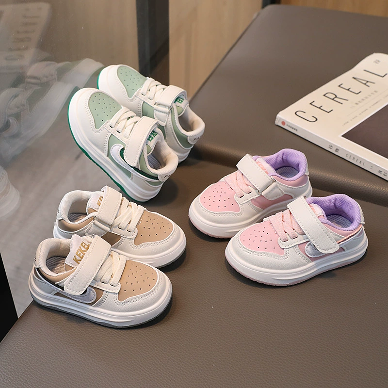 Children's sports shoes, cute white shoes for early age, 2023, autumn, soft sole