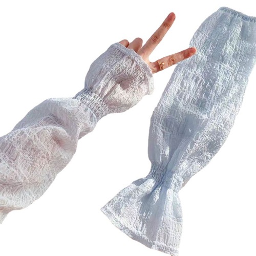 Summer Outdoor Driving Ice Silk Sleeve Covers Korean Versatile Sun Protection Solid Color Bubble Sleeve Gloves UV Protection Ice Sleeves