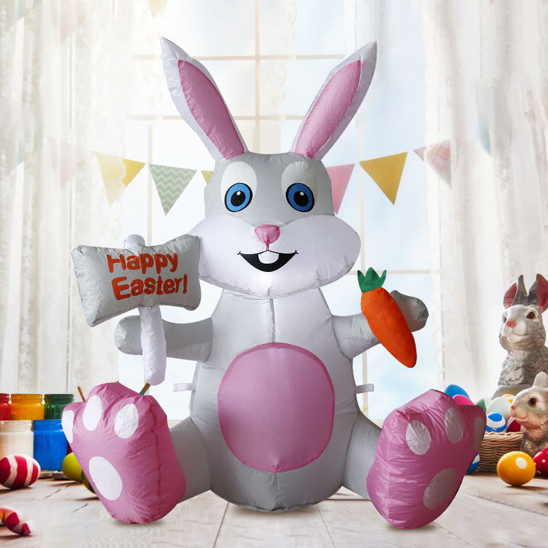 跨境專供復(fù)活節(jié)氣模充氣舉牌兔子發(fā)光氣模裝飾庭院布置道具擺件