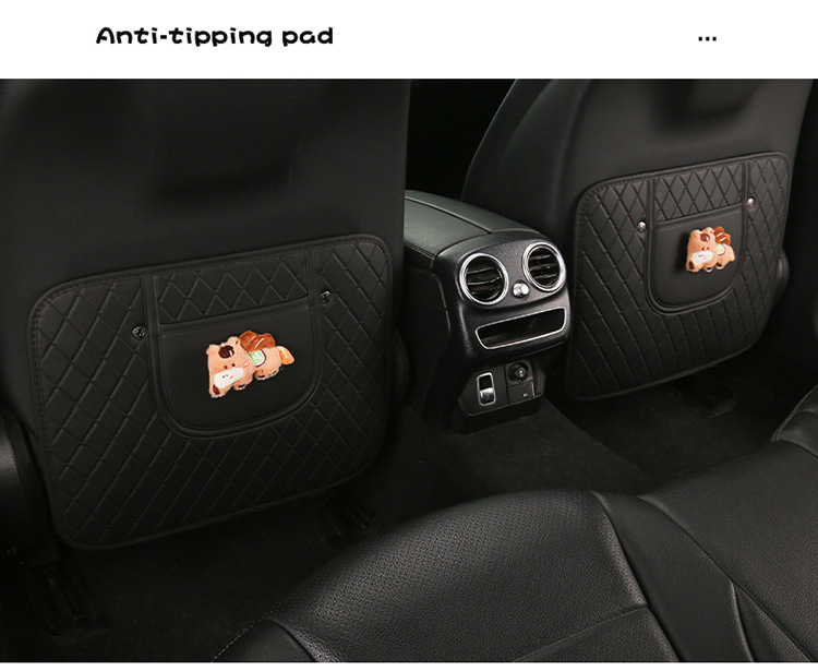 Car Anti-Kick Pad, Children's Seat Back Anti-Kick Pad, New Year of the Horse Quilted Embroidered Leather Anti-Kick Pad, Rear Seat Back Protection Pad