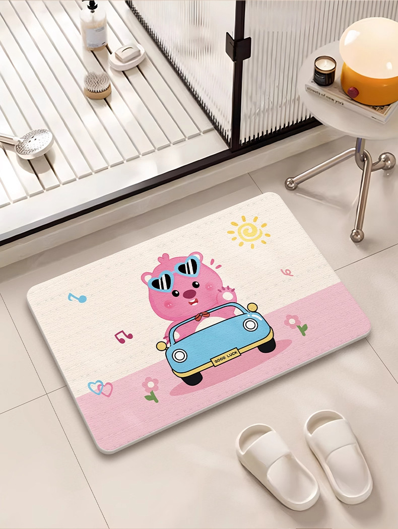 New Cartoon Hard Diatom Mud Bathroom Floor Mat Shower Room Door Absorbent Quick-Drying Carpet Bathroom Non-Slip Foot Mat