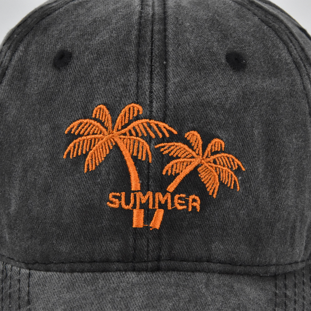 Coconut Baseball Embroidered Duck Tongue Washed Old Sun visor Curved Hat Wide Eaves_voghion.com