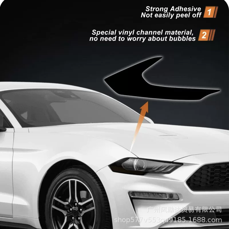 Подходит для передней и задней стороны 2018–2021 Ford Mustang, цветной световой контур из этиленового газа, наклейка на головной свет, готовая к установке