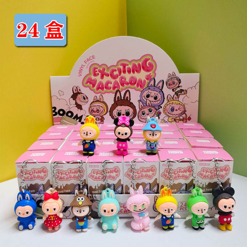 Boneco de figura de desenho animado Labubu, a figura icônica da internet, com traje inalterável, sucesso de vendas no TikTok, em caixa surpresa (blind box) para máquina gashapon, para crianças.