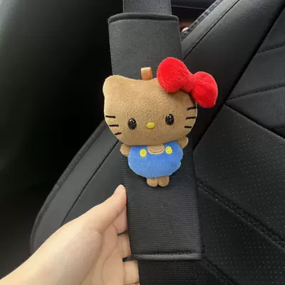Leather Mini Hello Kitty: Seat belt shoulder pad - black-short-velvet-shoulder-pads-b103-black-leather-blue-outfit-kt