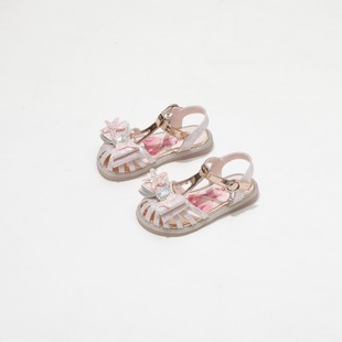 Daifa Girls Shoes Children Toe Princess Sandals 2024 New Summer Girls Big Kids Baby Soft Bottom Crystal