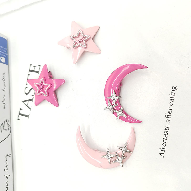 Star Moon Barrettes Super Beautiful Girl Side Clip Star Moon Bang Clip Fashion Five-pointed Star Cropped Hair Clip Barrettes Side Clip display picture 2