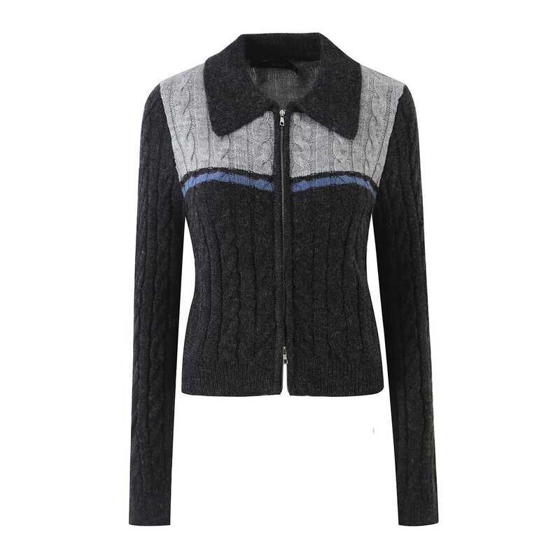 MYST&ZA sweet and cool hot girl style unique design short knitted cardigan slim-fit sweater for women