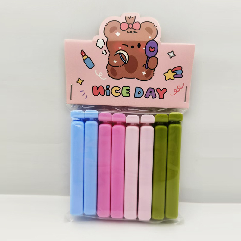 Fábrica en stock clip de comida clip de plástico bolsa de alimentos clip de sellado clip de té merienda bolsa de sellado clip de regalo