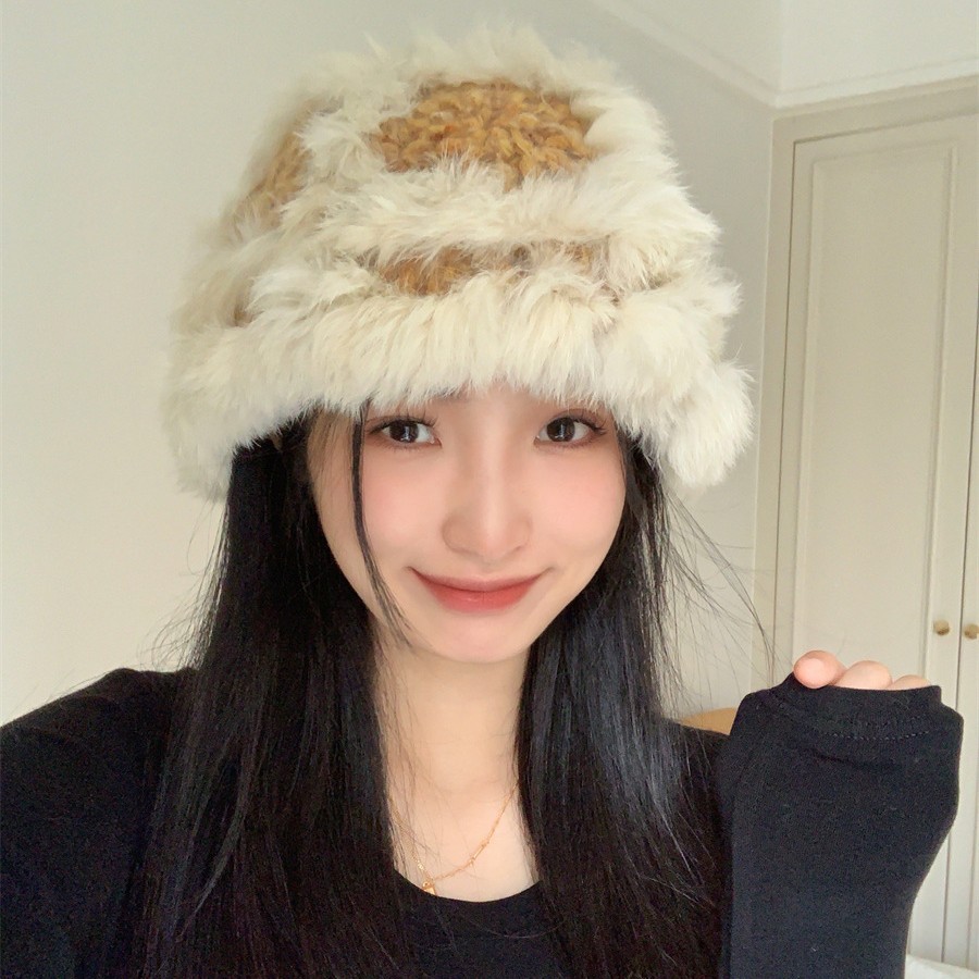 Invierno cálido ~ suave cabellera de lana calentamiento mano sombrero de punto para mujeres nuevo otoño y invierno esquí dulce despertar sombrero de lana de león