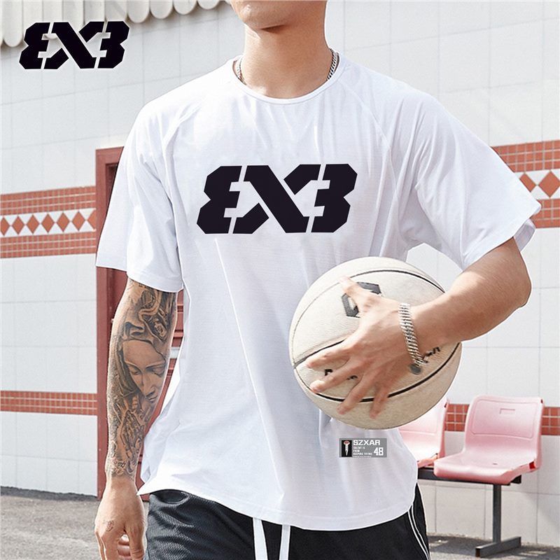 3V3 liga deportiva americana de manga corta hombre 2024 verano nuevo entrenamiento de baloncesto camiseta de tiro ropa de entrenamiento de secado rápido