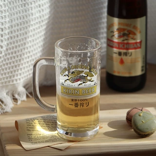 日式麒麟啤酒杯一番榨啤酒杯酒吧朝日带把扎啤杯子日料店酒杯网红