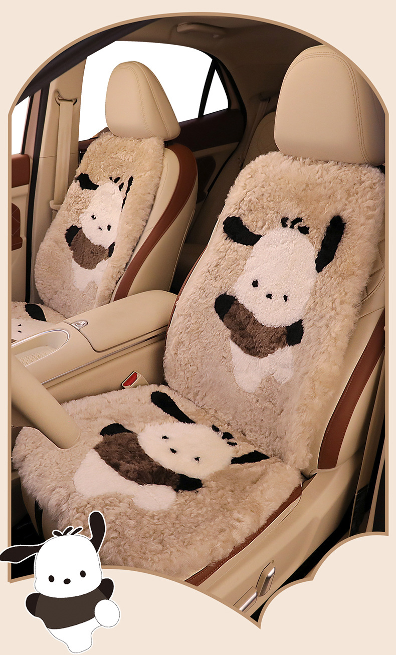 Winter Pure Wool Car Seat Cushion Small Cartoon Unisex Cute Cartoon Bear Warm Plush Seat Cushion