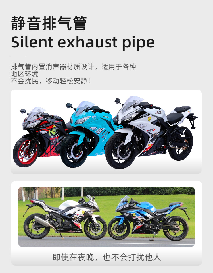 Customized Small Ninja Motorcycle Sports Car, Dual-Cylinder Water-Cooled 400Cc, National Iv Standard, Efi, Street Legal Motorcycle