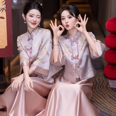 中式伴娘服2025新款中国风旗袍婚礼姐妹裙伴娘团显瘦秀禾晚礼服女
