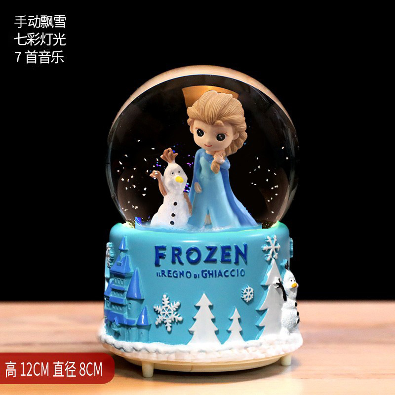 Navidad princesa bola de cristal copo de nieve caja de música caja de sonido de ocho niñas pequeños regalos de cumpleaños pequeños adornos