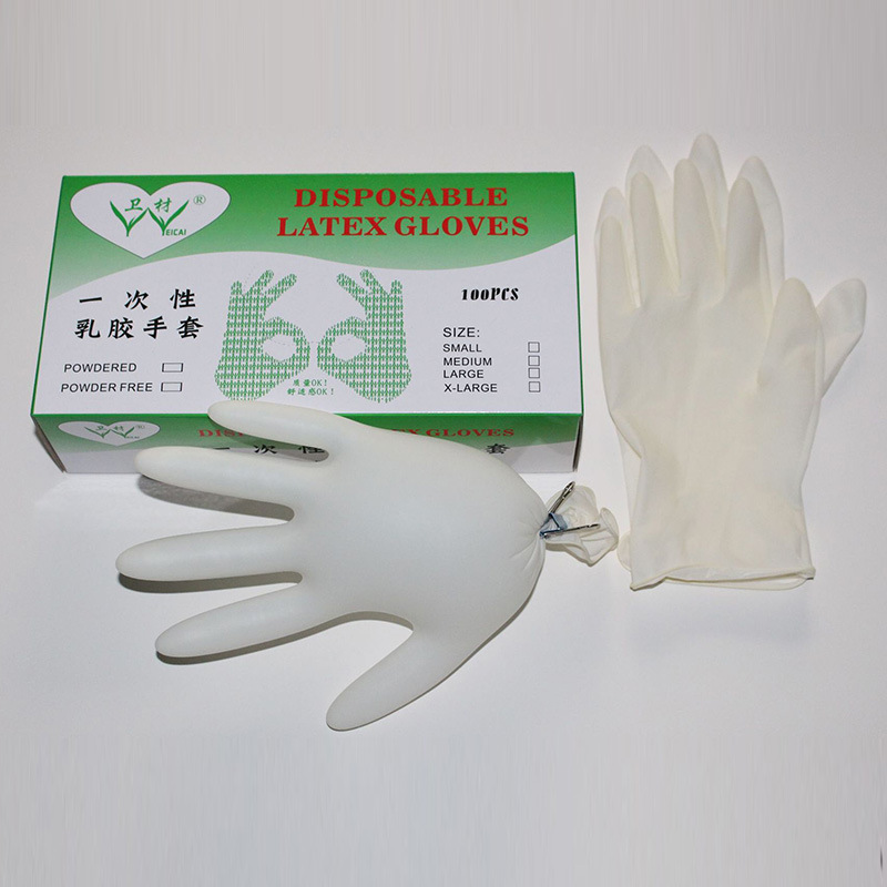 卫材乳胶手套厂家供应一次性乳胶手套加厚型餐饮家务劳保防护手套