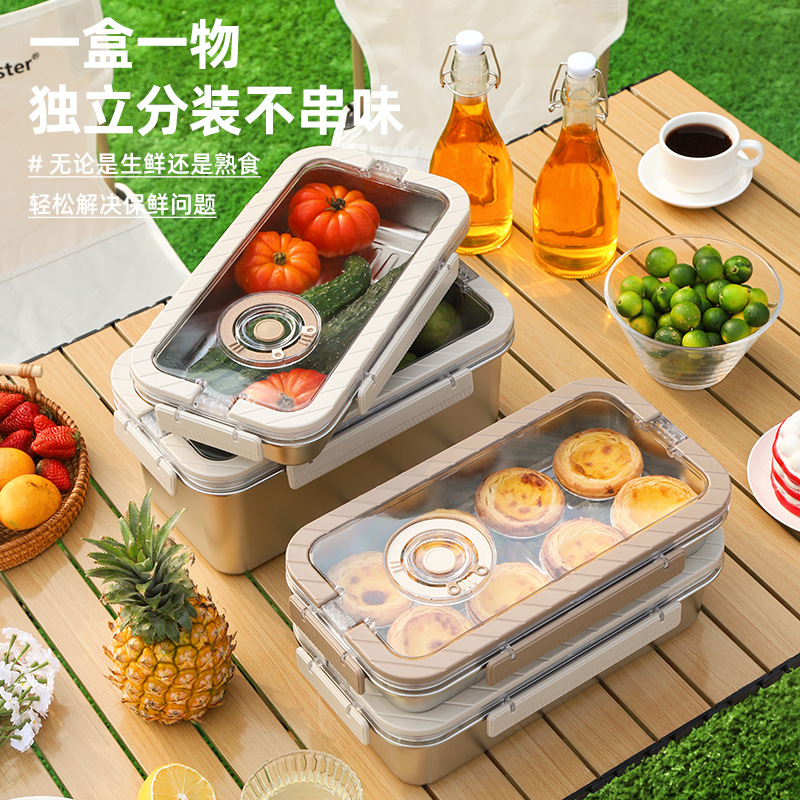 Caja de almacenamiento de acero inoxidable 304 caja de sellado cuadrada caja de comidas portátil caja de almacenamiento de tiempo caja de pickles