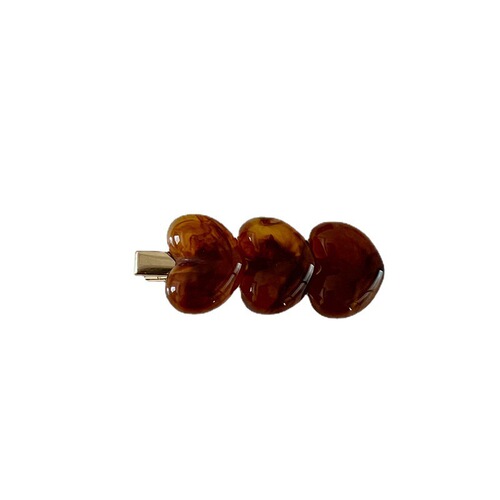 A 2024 New Retro Acrylic Heart Amber Minimalist Elegant Duckbill Hair Clip