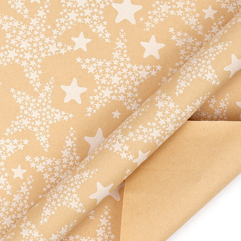 Amazon transfronterizo 90g papel Kraft papel de embalaje vintage árbol de Navidad copo de nieve Paquete de regalo flor papel DIY en stock al por mayor image 13