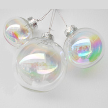 PET透明七彩圣诞球 炫彩球 圣诞装饰品/蛋糕装饰摆件幻彩透明球