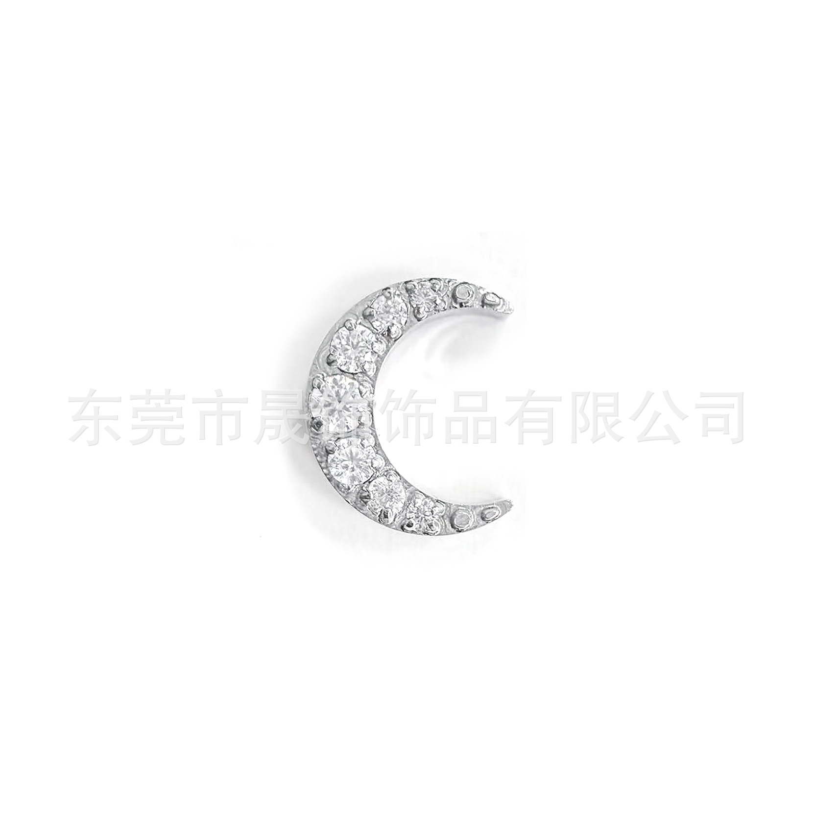 F136 Titanium Alloy Moon Ear Stud Studded 5A Cubic Zirconia 弯月 Helix Cartilage Stud G23 Titanium Internal Thread Labret Stud Piercing Jewelry