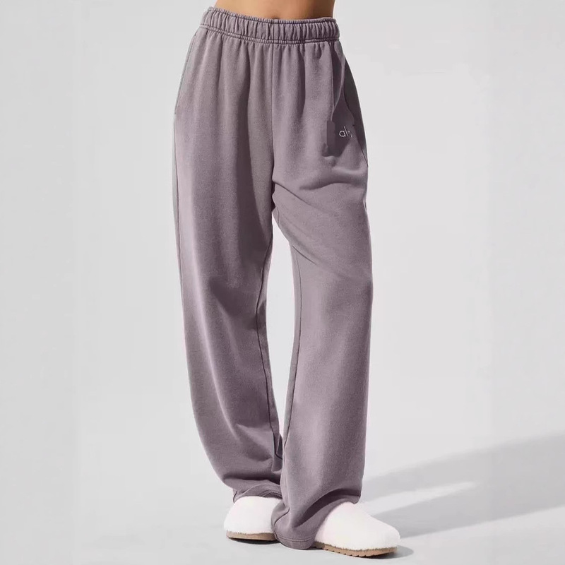 Alo Class Autumn and Winter New Stereo Standard Straight Yoga Sports Leisure Sports Washed Cotton Loose Pants for Women