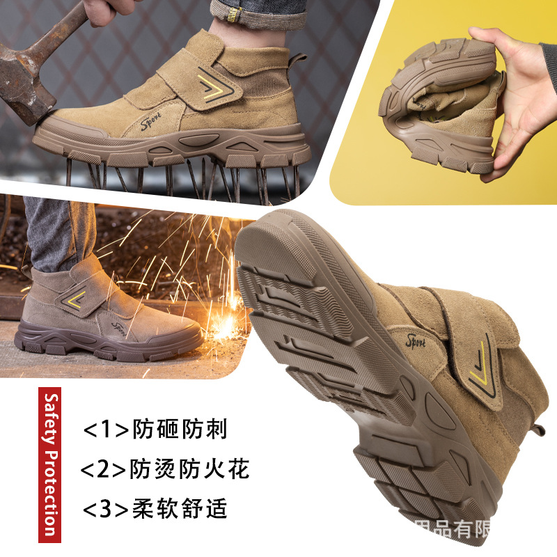 Zapatos de Seguridad Anti-impacto y Anti-perforación de Piel Sintética y Puntera de Acero, Resistente al Desgaste