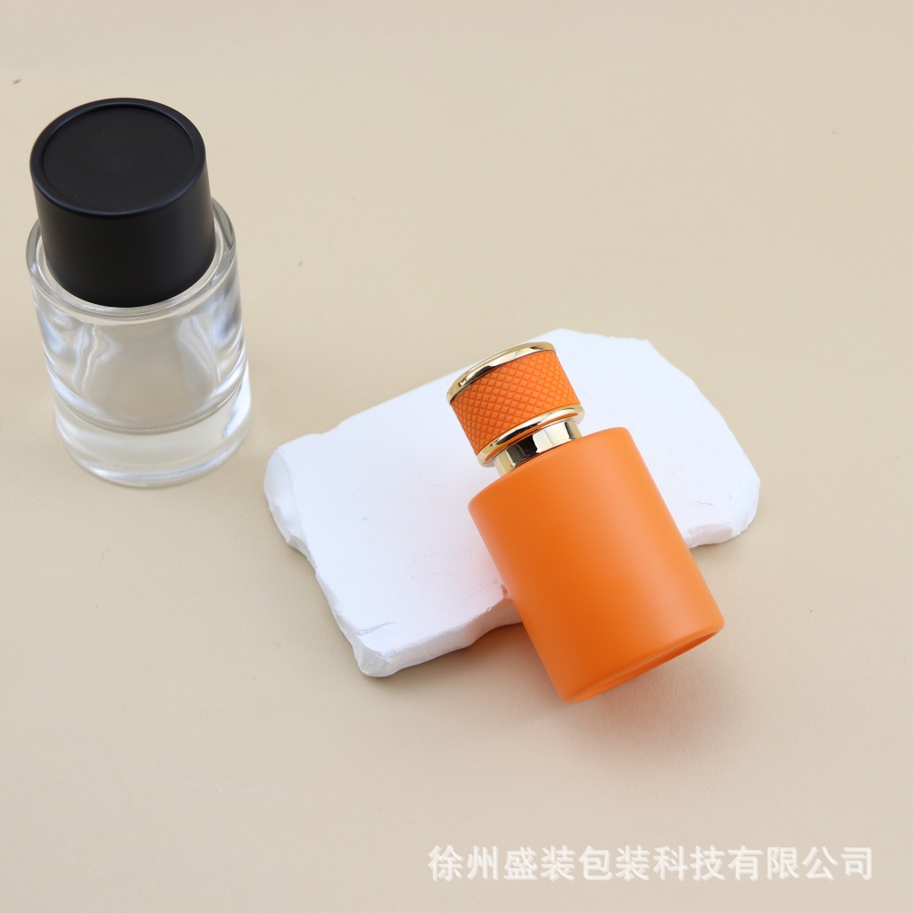 工厂热卖圆柱透明50ml100ml卡口按压式玻璃香水空瓶化妆品瓶裸瓶