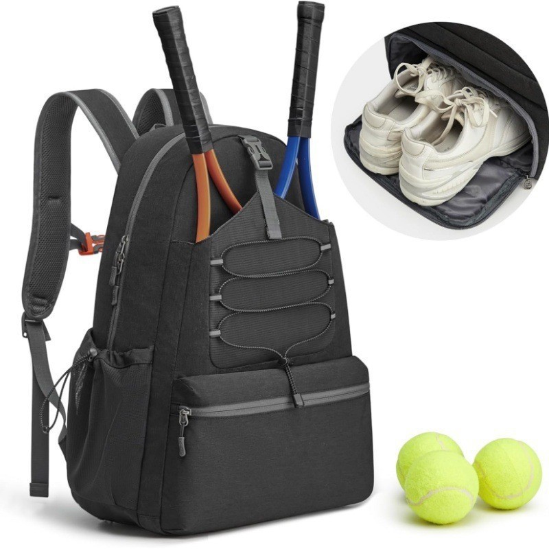 Inventario de nuevo tipo de bolsas de tenis, mochila de tenis para hombres y mujeres, bolsas de pelota de tamaño grande que pueden contener cuatro raquetas y zapatos.