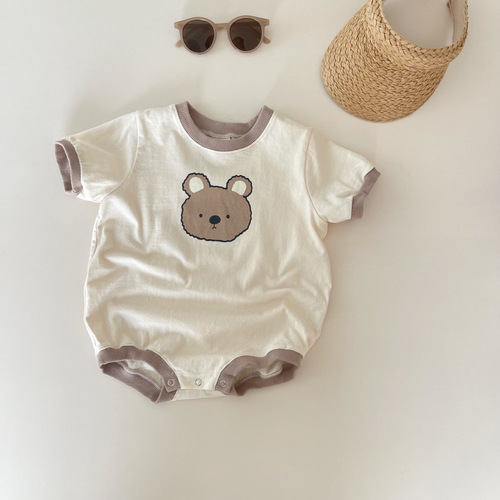 Korean Loose T-shirt Triangle Climbing Suit for Babies Summer Pajama Set with Chiffon Material, Factory Direct Shipping