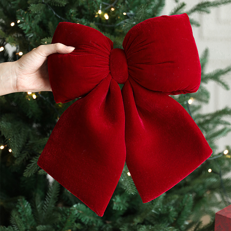 クリスマスリボンレッドクリスマスペンダントベルベットウェディングアレンジメント装飾クリスマスツリーペンダント|undefined