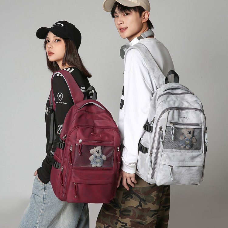 Neutral Style Tie-Dye Backpack with Front Transparent Visible Pocket, Lightweight Waterproof Laptop Bag for Middle School, High School, and College Students