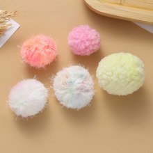 仿兔马卡龙撞色毛毛球 手机包包挂件兔毛球钥匙扣手工DIY装饰配件
