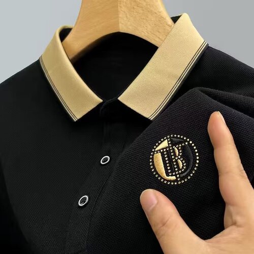 Spring New Cotton T-shirt Men's Long-sleeve T-shirt Autumn Collar Loose Large Size Casual Polo Shirt Dad's Style T