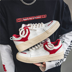 White shoes for men, sports and leisure skateboard shoes, thick soles for boys, niche design trendy shoes