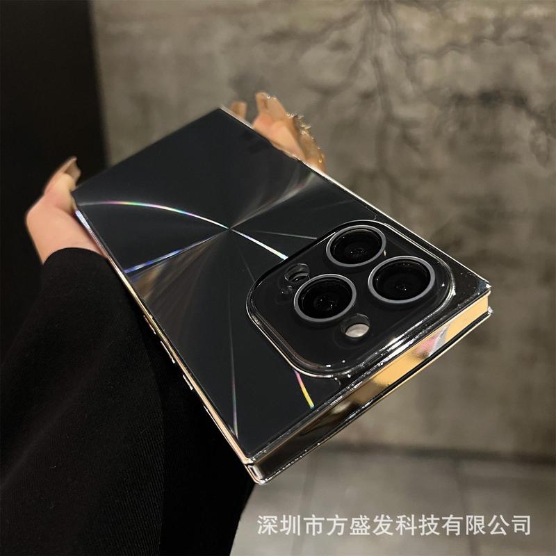iPhone16promax 携帯電話ケース オーロラレーザーレンズホルダー Apple 15 電気メッキスクエア保護カバーに適しています。|undefined