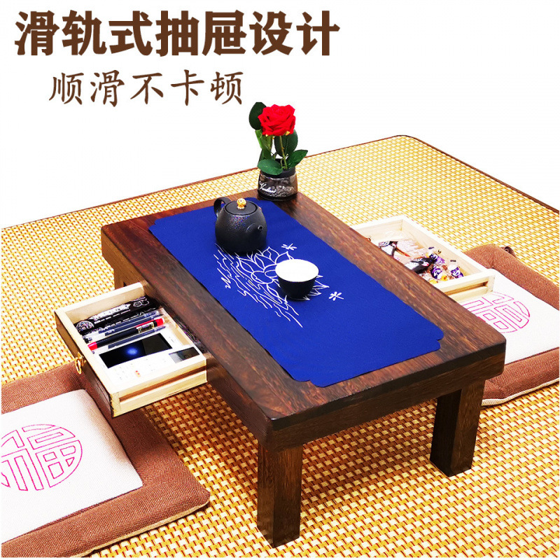 Mesa de computadora con cajones de madera maciza Mesa de estudiantes Mesa de cama pequeña mesa baja ventana flotante mesa de tatami kang mesa de té