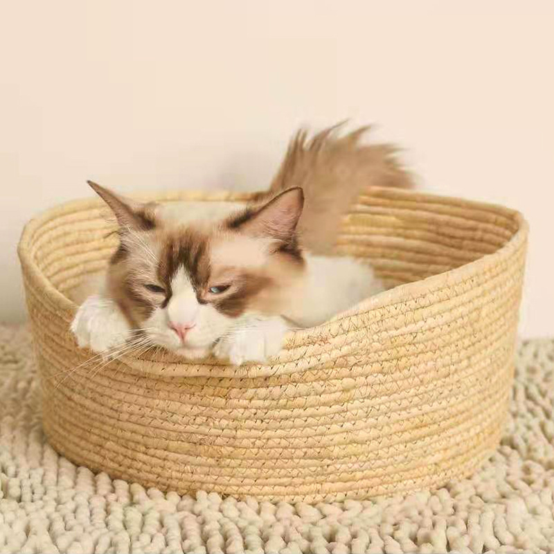 Cat Nest Vine Woven Four Seasons Universal Cat Bed Summer Cool Cornhusk Woven Pet Bed Vine Woven Grass Woven Teddy Bed