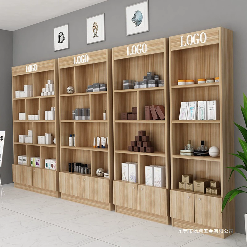 Деревянный книжный шкаф с дверцей, настенный перегородочный шкаф, контейнер для косметических средств, напольная витрина, комбинированный винный шкаф для супермаркета.
