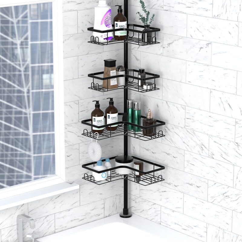 [Original Design] Cross-Border Exclusive Supply of Floor-To-Ceiling Bathroom Storage Racks, No-Drill Corner Storage Shelves for Shower Rooms