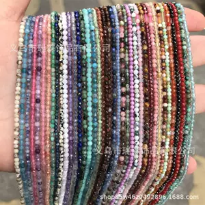 ลูกปัดหินธรรมชาติ 2mm เจียระไน สำหรับทำเครื่องประดับ DIY