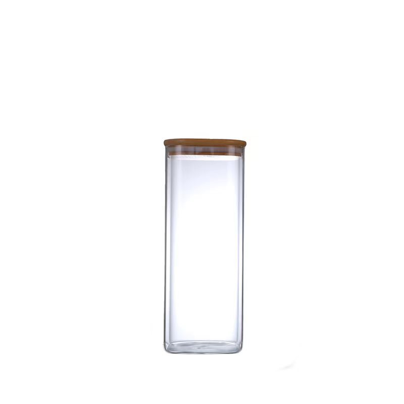 Al por mayor tarro de almacenamiento de vidrio cuadrado tarro de almacenamiento de granos transparentes tarro de té fruta almacenamiento de alimentos frasco sellado Cocina